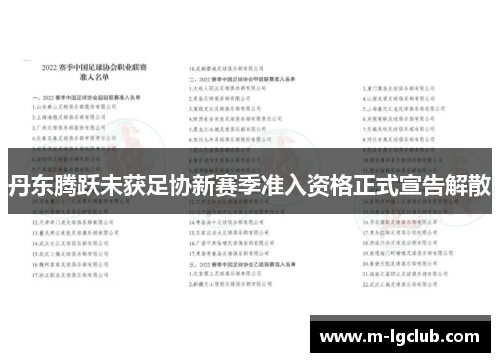 丹东腾跃未获足协新赛季准入资格正式宣告解散 丹东腾跃未获足协新赛季准入资格正式宣告解散